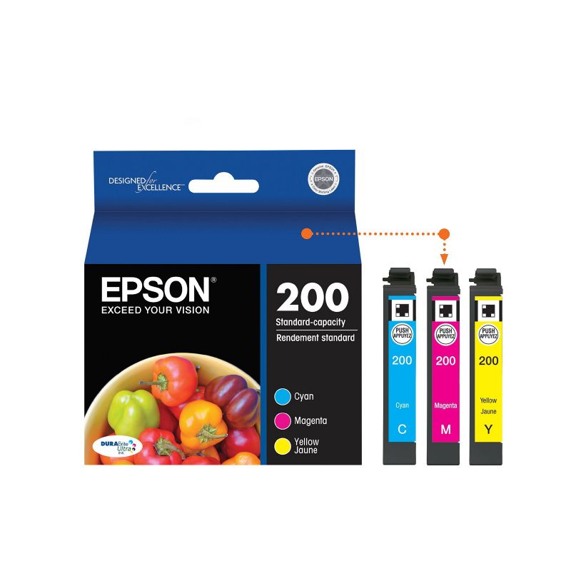 Epson 200 Single, 2pk, 3pk, & 4pk Ink Cartridges - Black, Yellow, Magenta, Cyan, Multicolor, 3 of 10