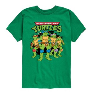 Boys' - Teenage Mutant Ninja Turtles - Group Logo Brick Wall Short Sleeve Graphic T-Shirt - 1 of 4