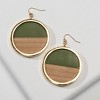 Olive Green Enamel Wood Circle Earrings - 2 of 3