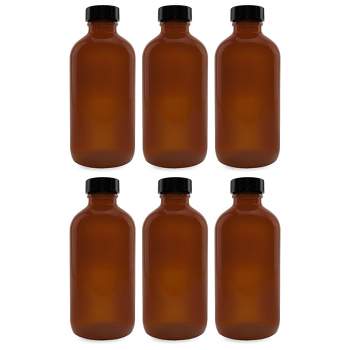 Cornucopia Brands 8oz Amber Glass Bottles, 6pk; Boston Round Bottles w/Polycone Phenolic Caps