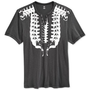 I.N.C International Concepts Mens Spine Split Neck Graphic T-Shirt, Grey, Small - 1 of 1