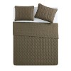 VCNY 3pc Full/Queen Circle Pinsonic Quilt Set Olive Green: Hypoallergenic, Microfiber, Modern Design - 3 of 4