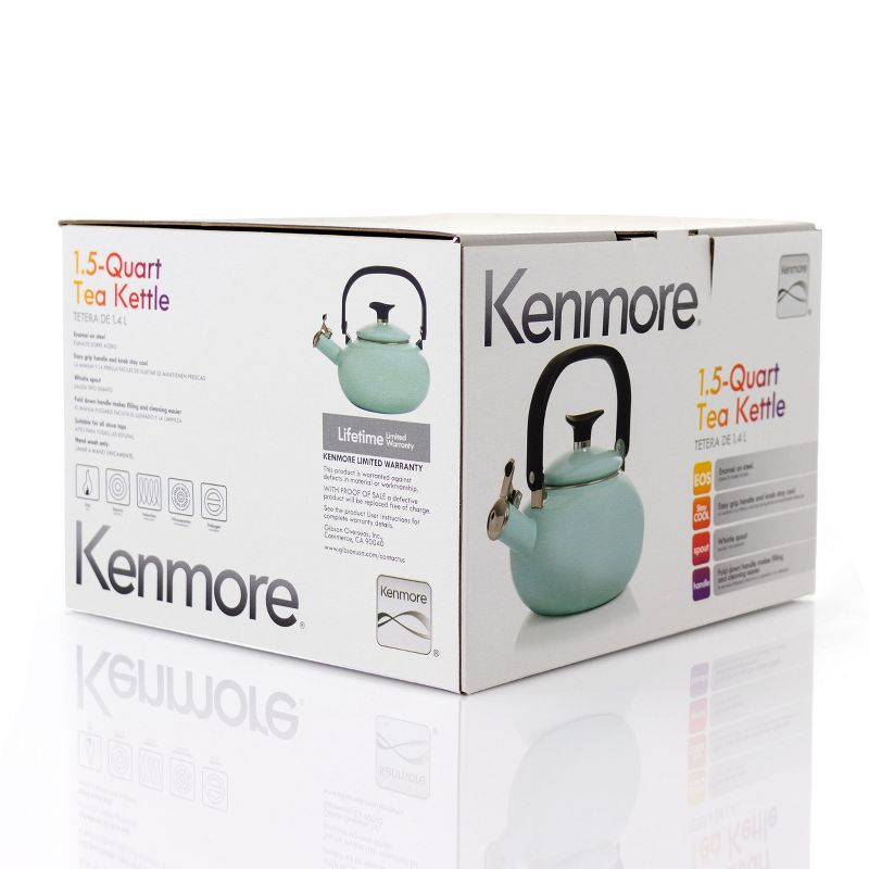 Kenmore 1.5 Quart Enamel On Steel Whistling Tea Kettle in Blue, 5 of 13