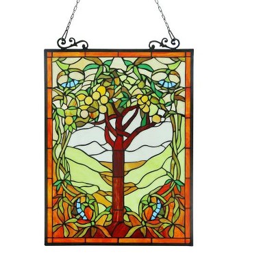 Chloe Lighting Olea Tiffany-Glass "fruits Of Life" Window Panel 18X25