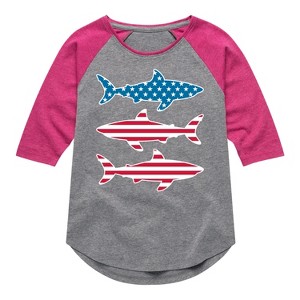 Girls' - Instant Message - 4th of July Shirt Tail Raglan Graphic T-shirt - 1 of 4