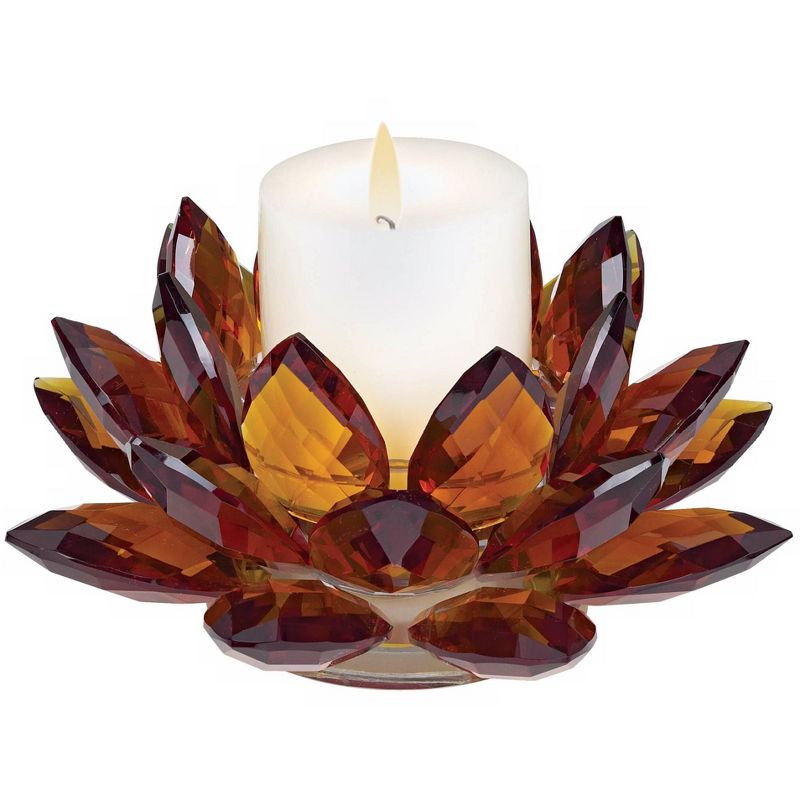 Dahlia Studios Amber Glass 9 1/4" Wide Crystal Lotus Candle Holder, 3 of 5