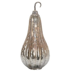 NAYSAYE Glass Mercury Gourd Ornament Holiday Decor for Fall Harvest Festival Thanksgiving Tabletop Display, Silver, 6.5"*6.5"*15" - 1 of 4