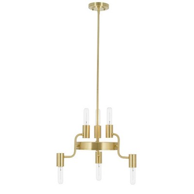 20.5" 6-Light Tubular Chandelier (Includes Light Bulbs) Gold - Cresswell Lighting