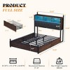 AMERLIFE Bed Frame with Bookcase Headboard, 4 Drawers, Charging Station, No Box Spring - 3 of 4