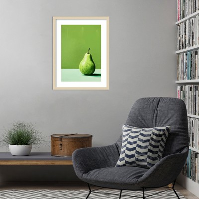 Green Pear Print with Natural Wood Frame, 19 x 25 Inches