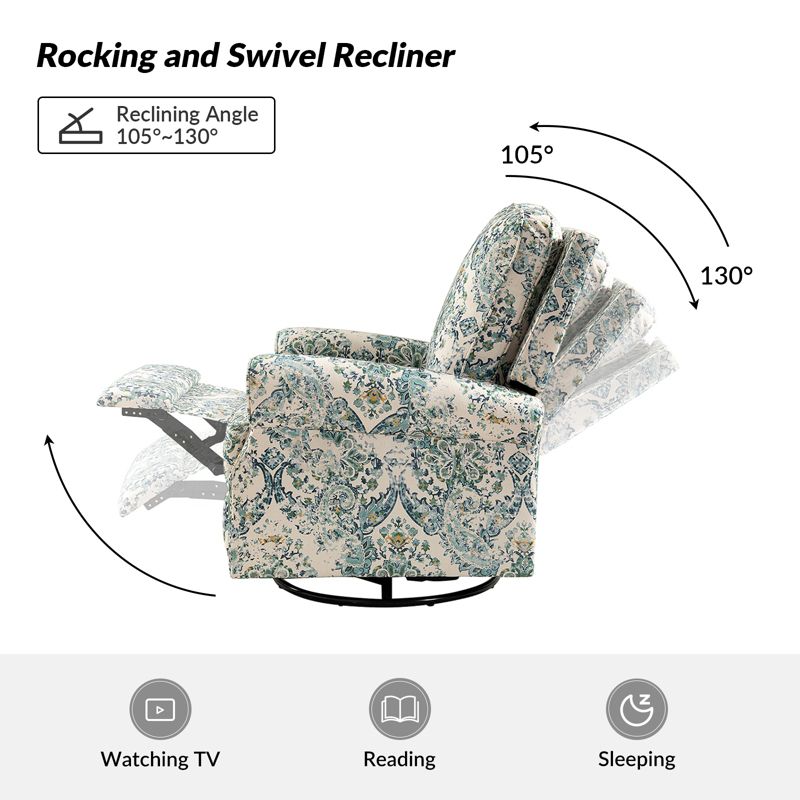 Set of 2 Pablo traditional-normal Manual Swivel Glider Recliner with  Nailhead Trims for Living Room  | KARAT HOME, 3 of 11