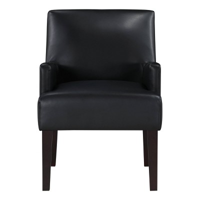 Black Faux Leather Accent Chair with Wood Legs