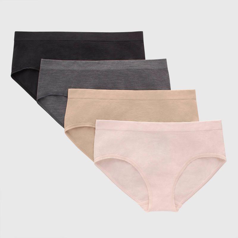 Hanes Girls' Tween Underwear Seamless Hipster Pack, Multicolor, 4-Pack, 1 of 4