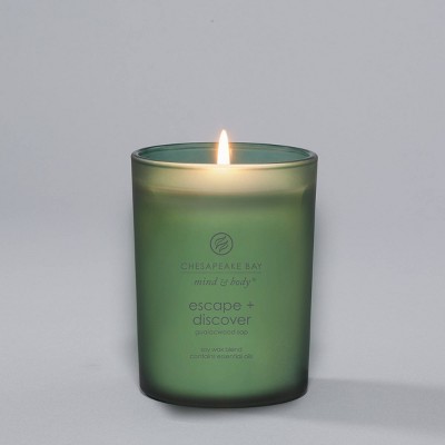 Green Frosted Glass Soy Scented Jar Candle with Wood Lid