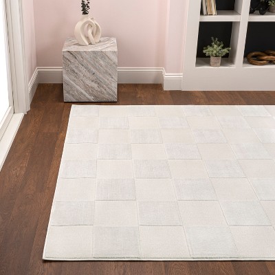 Thea 8' x 10' White/Cream Geometric Synthetic Area Rug