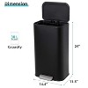 5.3 Gal/12L Stainless Steel Kitchen Trash Can, Soft Close Lid with Foot Pedal and Removable Inner Bucket, Rectangular Step On Design for Bedroom - 2 of 4