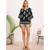 INSPIRE CHIC Women's Summer 3/4 Sleeve Notched V Neck Leaves Print Boho Blouses - 4 of 4