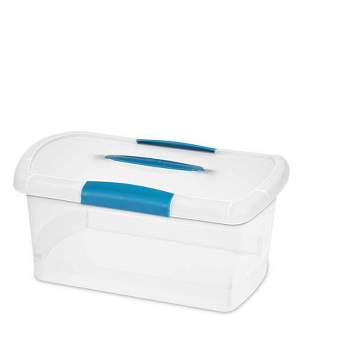 Sterilite Medium Nesting ShowOffs, Stackable Small Storage Bin with Latching Lid and Handle, Plastic Container to Organize Home, Clear, 12-Pack