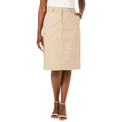 Jessica London Women's Plus Size Chino Skirt, 20 W - New Khaki