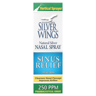Natural Path Silver Wings Natural Silver, Nasal Spray, Sinus Relief, 250 PPM, 1 fl oz (30 ml)