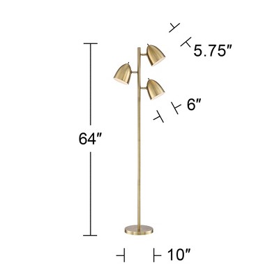Aaron Mid-Century Modern Adjustable Black and Brass Floor Lamp