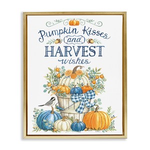Stupell Industries Harvest Wishes Pumpkins Black Floater Framed Canvas Wall Art - 1 of 4
