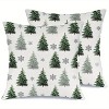 Lomsoe Christmas Tree & Snowflake Throw Pillow Covers - Green Grey White Pine Cone Pattern Cushion Cases,Christmas. - 3 of 4