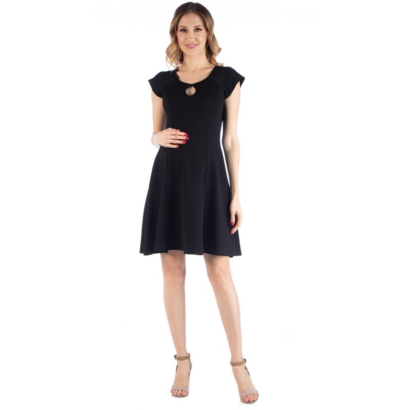 24seven Comfort Apparel Maternity Dress with Keyhole Neck, 1 of 5