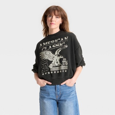 Women's Eagle United States of America Graphic Sweatshirt - Black
