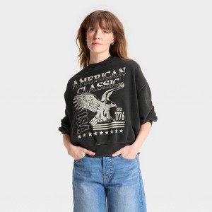 Women's Eagle United States of America Graphic Sweatshirt - Black - 1 of 3