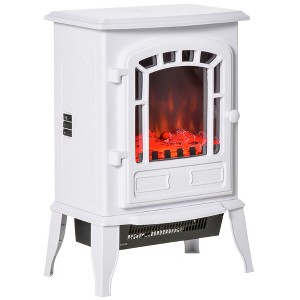 HOMCOM Free standing Electric Fireplace Stove, Fireplace Heater with Realistic Flame Effect, Overheat Safety Protection, 750W / 1500W - 1 of 4