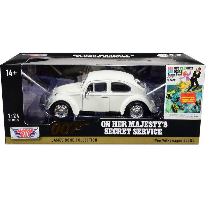 1966 Volkswagen Beetle White James Bond 007 "On Her Majesty's Secret Service" (1969) Movie 1/24 Diecast Model Car by Motormax, 1 of 4