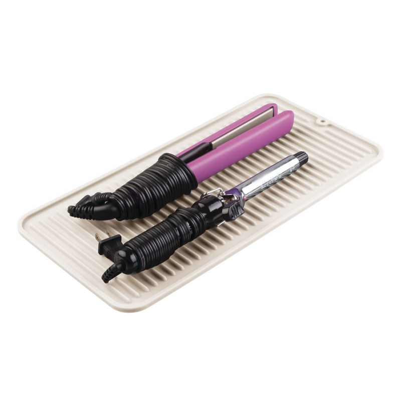 mDesign Silicone Heat-Resistant Hair Care Styling Tool Mat Tray, 5 of 8