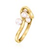 Ross-Simons 3-4.5mm Cultured Pearl Swirl Ring in 18kt Gold Over Sterling - 3 of 4