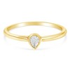 14K Yellow Gold Plated Silver 1/20 Cttw Diamond Teardrop Pear-Shaped Ring - 3 of 4