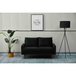 Velvet Loveseat Mid-Century Modern Sofa Tufted Couch with Wooden Legs for Living Room - 1 of 4