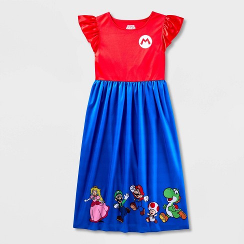 Girls Super Mario Fantasy Nightgown Blue Target