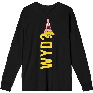 Spongebob Squarepants Patrick Star WYD? Mens Black Graphic Long Sleeve Tee - 1 of 2
