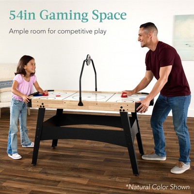54-Inch Gray Air Hockey Table with LED Lights and Scoreboard