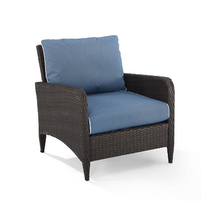 Kiawah Outdoor Wicker Arm Chair Blue - Crosley