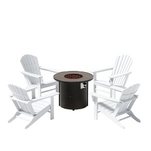WestinTrends Outdoor Patio Adirondack Chair With Round Fire Pit Table Sets - 1 of 2