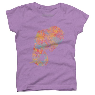 Girl's Design By Humans Elephant (Majestic) By kase T-Shirt