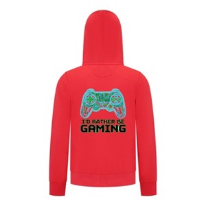 Everyday Kids “I’d Rather Be Gaming” Zip Up Hoodie – Cool Video Game Controller Sweatshirt - 1 of 4