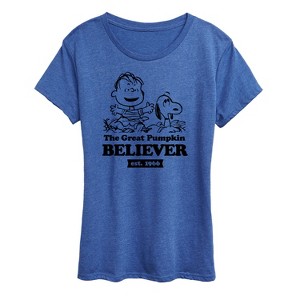 Women's - Peanuts - The Great Pumpkin Believer Short Sleeve Graphic T-Shirt - 1 of 4