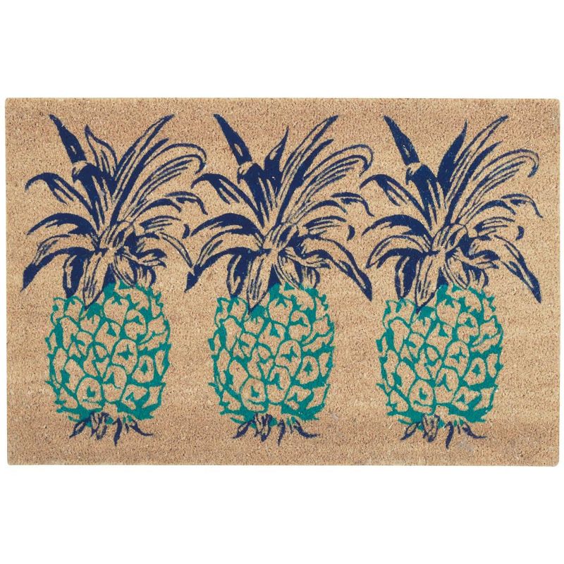 Waverly Greetings "Pineapple" Aqua Doormat, 1 of 4