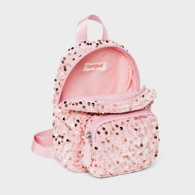 flip sequin mini small backpack initial bag cat pom pom Cat & Jack - Brandclub - Girls' Mini Sequin Velvet Backpack