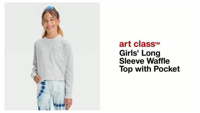 Girls' Long Sleeve Waffle Top with Pocket - art class™, 2 of 7, play video