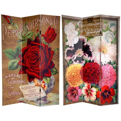 6" Double Sided Flower Seeds Canvas Room Divider Roses - Oriental Furniture