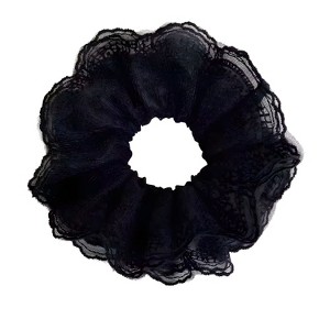 Kitcheniva Large Embroidered Lace Scrunchie 1 Pcs, Black - 1 of 4