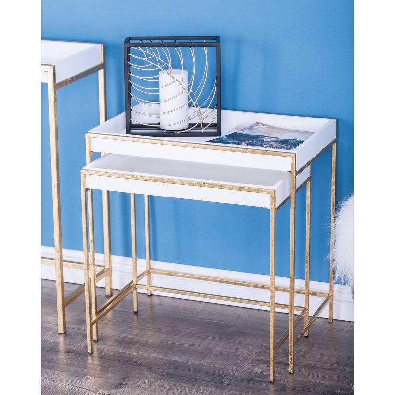 Set of 2 Contemporary Metal Console Tables Gold - Olivia &#38; May, 3 of 5